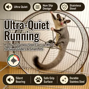 Stainless Steel Sugar Glider Wheel Ultra Quiet Non Slip Exercise Running Wheel for Small Pets Hamster Running Wheel