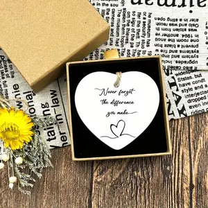 3pcs Never Forget The Difference You Make Ceramic Keepsake Heart, Leaving Gift, Friend Gift, Thank You Gift, Colleague Gift, Teacher Appreciation, Home Decor Gift