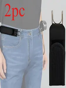 Buckleless Belt Hooks, Tactical Metal Hooks, Elastic Belt Design, Casual Web Belt, Unisex Invisible Waist Belts for Work & Edc