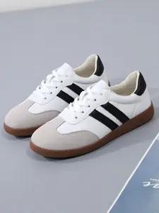 Leopard Print German Trainer Shoes Unisex Suede Upper Lace-Up Design Commute/Daily Out - Low Top Sneakers, Sports Shoes, Comfortable Breathable Retro All-Match