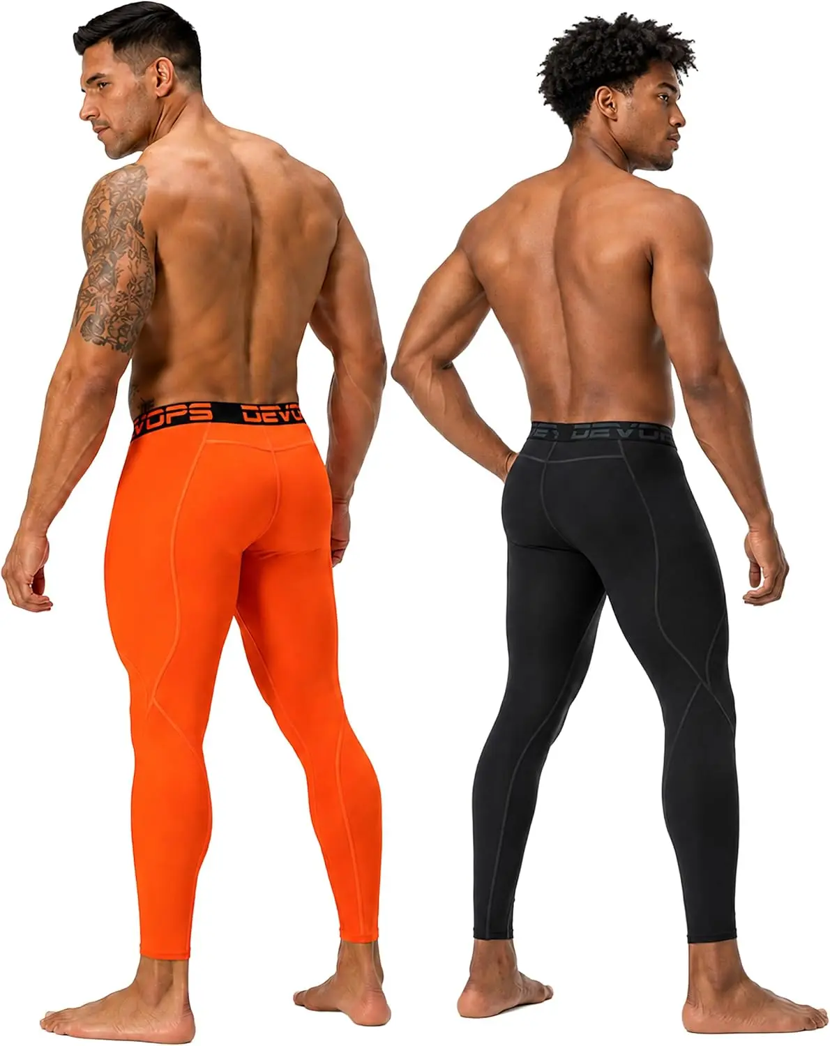 DEVOPS Men's Sporty Sports Bottoms 2-3 Pack Compression Pants Leggings (Pocket or Non-Pocket), All-Weather Fit, 4-Way Stretch Material, Advanced Moisture-Wicking