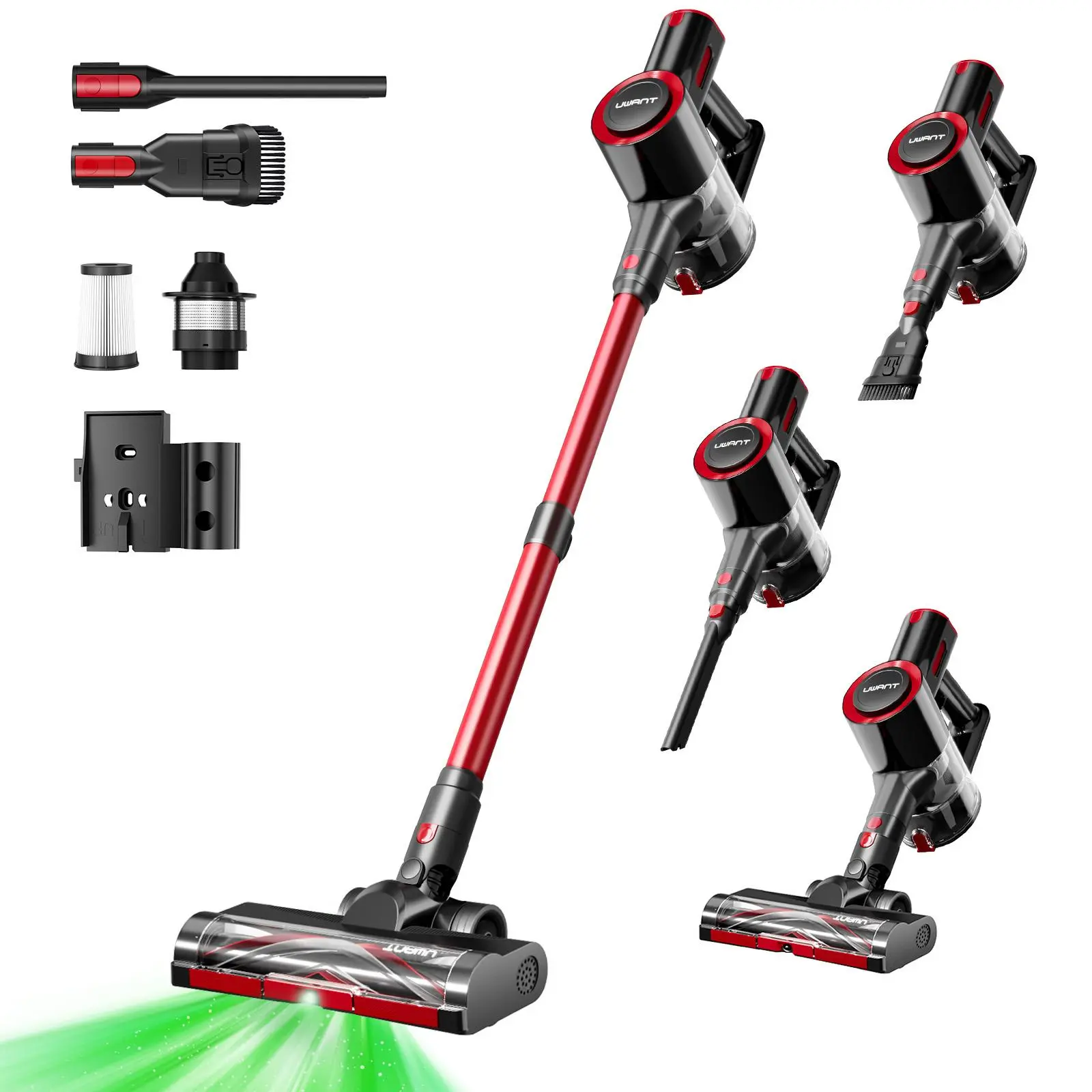 uwant Cordless Vacuum Cleaner, 23Kpa 50 Min Stick Vacuum,Lightweight Vacuum Cleaners for Hardwood & Hard Floors, Pet Hair & Household Vacuum Cleaner, Stick Vacuum for Home, Red，Springtok