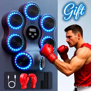 Smart Boxing Wall Machine Christmas Gift Music Boxing Machine for Adults Wall-Mounted Smart Training with Gloves Home Office Gym Exercise Equipment Upgraded Version   Smart Music Boxing Trainer with LED Targetsfull-body home workout