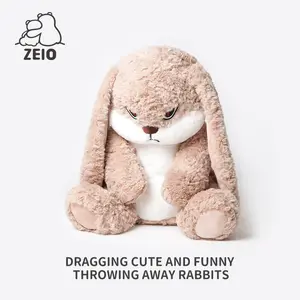 【ZEIO TOYS】Cool drop drop rabbit plush toy doll Cute rabbitdoll doll Holiday gift companion Valentine's Day giftBunny Funny ear Perfect for a Gift (Brown)