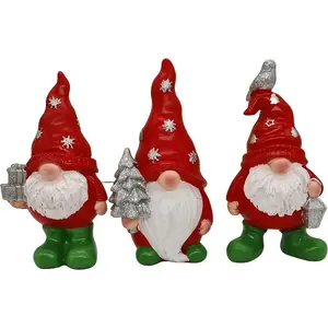 Set of 3 Resin Gnome Figurines, Home Decor & Kitchen Accessories, Perfect Christmas Living Room Decoration, Unique Gift Idea