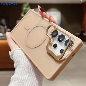 for S26 Ultra S25 S24 S23 Ultra S26 Ultra Plus S25FE A17 A56 A36 A16 A26  Plus Magnetic Mobile Phone Protective Case, Shockproof Lens Protection with Bracket, Super Thin Matte Frosted Anti-fingerprint Hard Shell Casing for S25 Ultra Plus Accessories