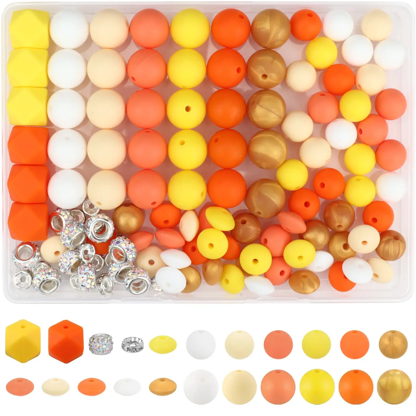 120 Piece Multi-Color Silicone Beads Set, Beaded Set, 14mm Hexagon, 12mm and 15mm Silicon Beads, Keychain Making, DIY Jewelry Crafts, Bead Assortment, DIY Jewelry Decoration, Beads Mix