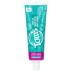 Tom's of Maine Antiplaque & Whitening Toothpaste, Fluoride Free, Peppermint, 4.5 oz (127 g)