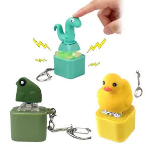 Funny Glowing Lizard & Frog & Duck Croaking Keyboard Fidget Toy - Interative Syress Relief Button Gadget with Realistic Sound Effect, Keychain for Adults & Teens, Perfect for Gifts, Parties & Everyday Carry