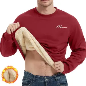 Men's Warm Fleece-Lined Round Neck Sweatshirt - Soft & Cozy Winter Pullover - Casual Slim Fit - Machine Washable - Solid Color Fall/Winter Apparel - Minimalist Design Top - Thick Comfort Lining winter fleece-lined hoodie