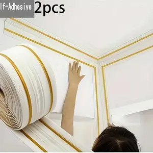 2pieces of elegant PVC corner trim with Self Adhesive backing - versatile Interior living room and bedroom, window sill, door frame trim, wall and panel decoration trim decoration decoration line, Wall Panel Molding