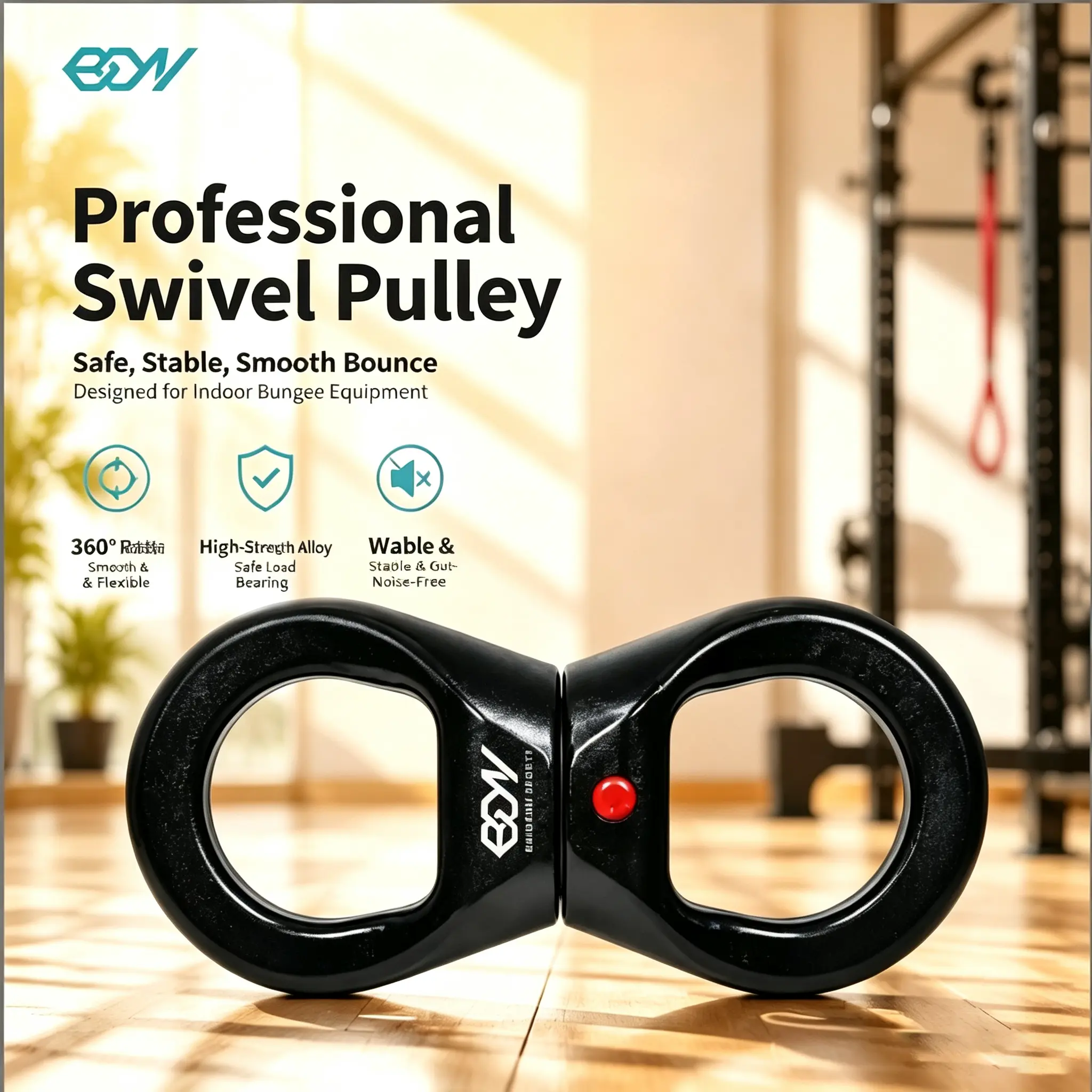 Black Swing Swivel Hanging Accessory - 35 KN Outdoor Gadgets for Hammocks, Aerial Silks, Aluminum Alloy Full Rotation Device with Sealed Bearings (Sports & Camping Use)