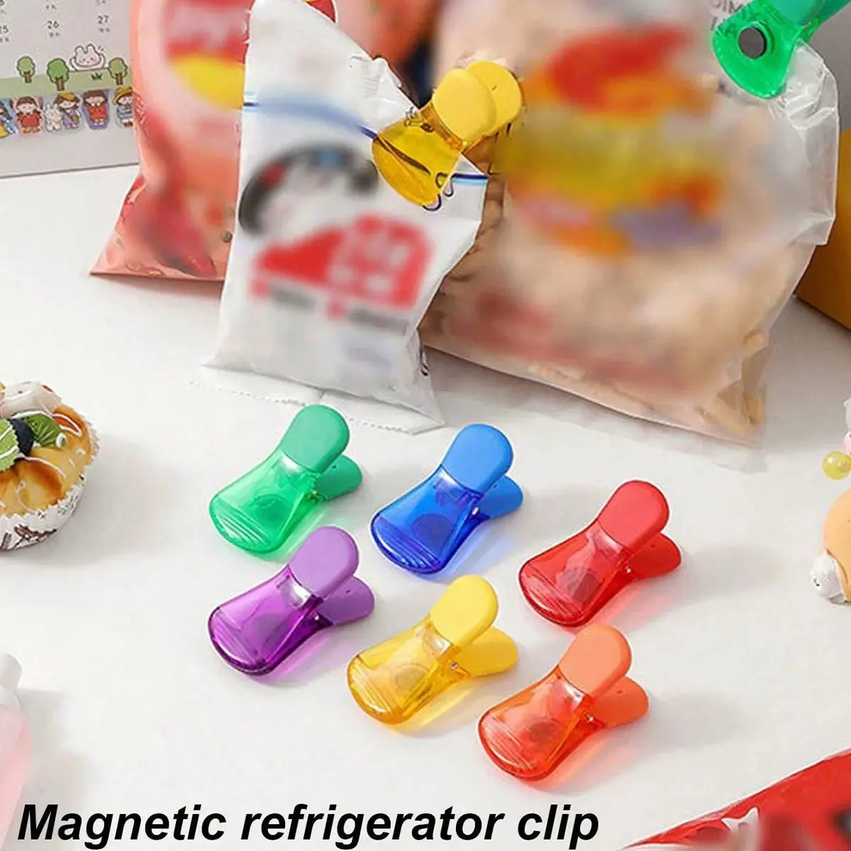 Magnetic Chip Bag Clips Set, Food Snack Bag Sealing Clips, Colorful Refrigerator Magnetic Sealers, Kitchen Moisture Proof Magnets, Kitchen Accessories