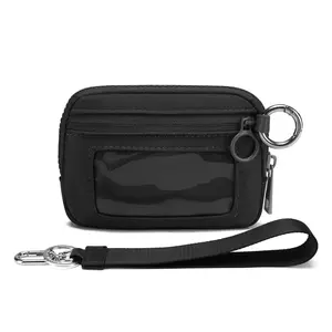 Compact zippered wallet with multiple card slots, a coin pouch with keychain, mini everyday organizer, multifunctional coin purse, colorful trendy wristlet/handbag, waterproof high-quality card holder for ID cards, suitable for daily and outdoor use, idea