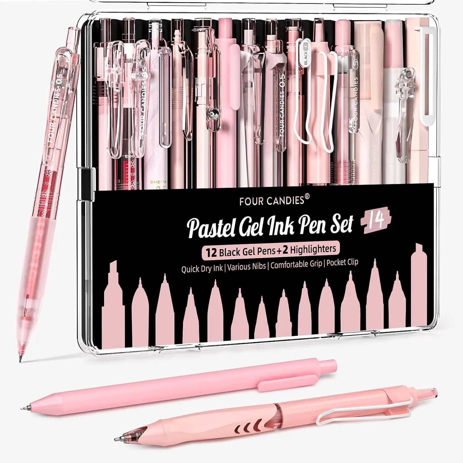14pack/Pink(black ink*12+ Highlighters*2)