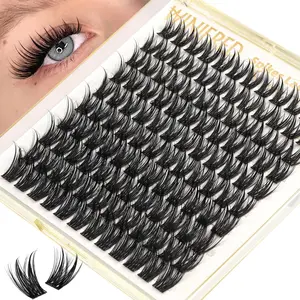 Lash Cluster Extension Kit, DIY at Home, CC Curl, Natural Eyelash Extensions, Individual Lashes Clusters, 10-16mm, 120 Clusters, No Flammable Liquid, Solid Form