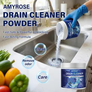 Amyrose Powerful Drain Cleaning Powder for Kitchen, Toilet & Bathtub Pipes - Helps Clear Tough Clogs, Remove Buildup and Eliminate Bad Odors