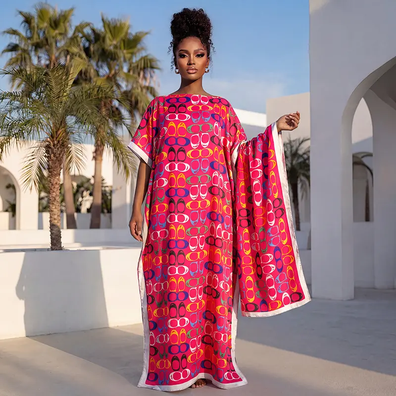 Boho Floral Print Kaftan Set - Lightweight, Breathable, Perfect for Summer Vacations