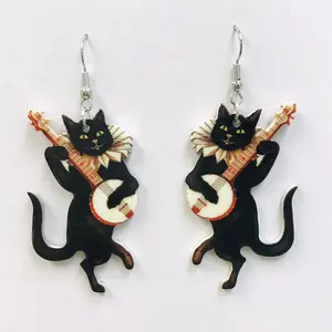 Banjo cat earrings
