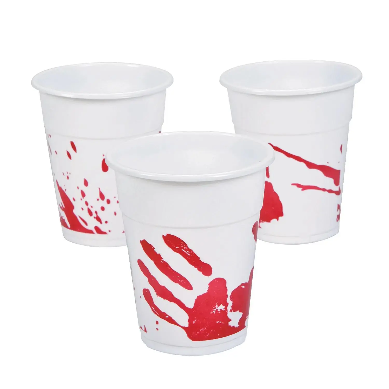 Bloody Handprint Halloween Disposable Plastic Tumblers, 16 oz., Bulk 50 Counts