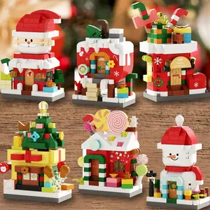 Christmas Dessert House Creative Building Block Set, Santa Claus Design, Indoor Decoration Toy, Educational Holiday Gift for Kids