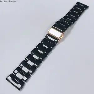 Ceramic Resin Link Watch Strap, Glossy Solid Color Band for Smart Watch (38-49mm)