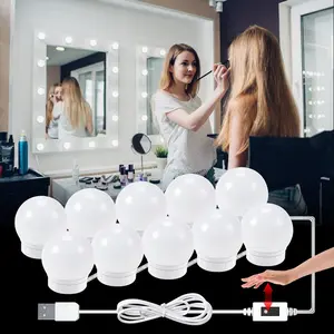 LED Vanity Mirror Light, 1 Count USB Hand Sweep Sensor Light, Light Dimmable, Punch-free Installation Makeup Lighting Fixture for Indoor & Bathroom
