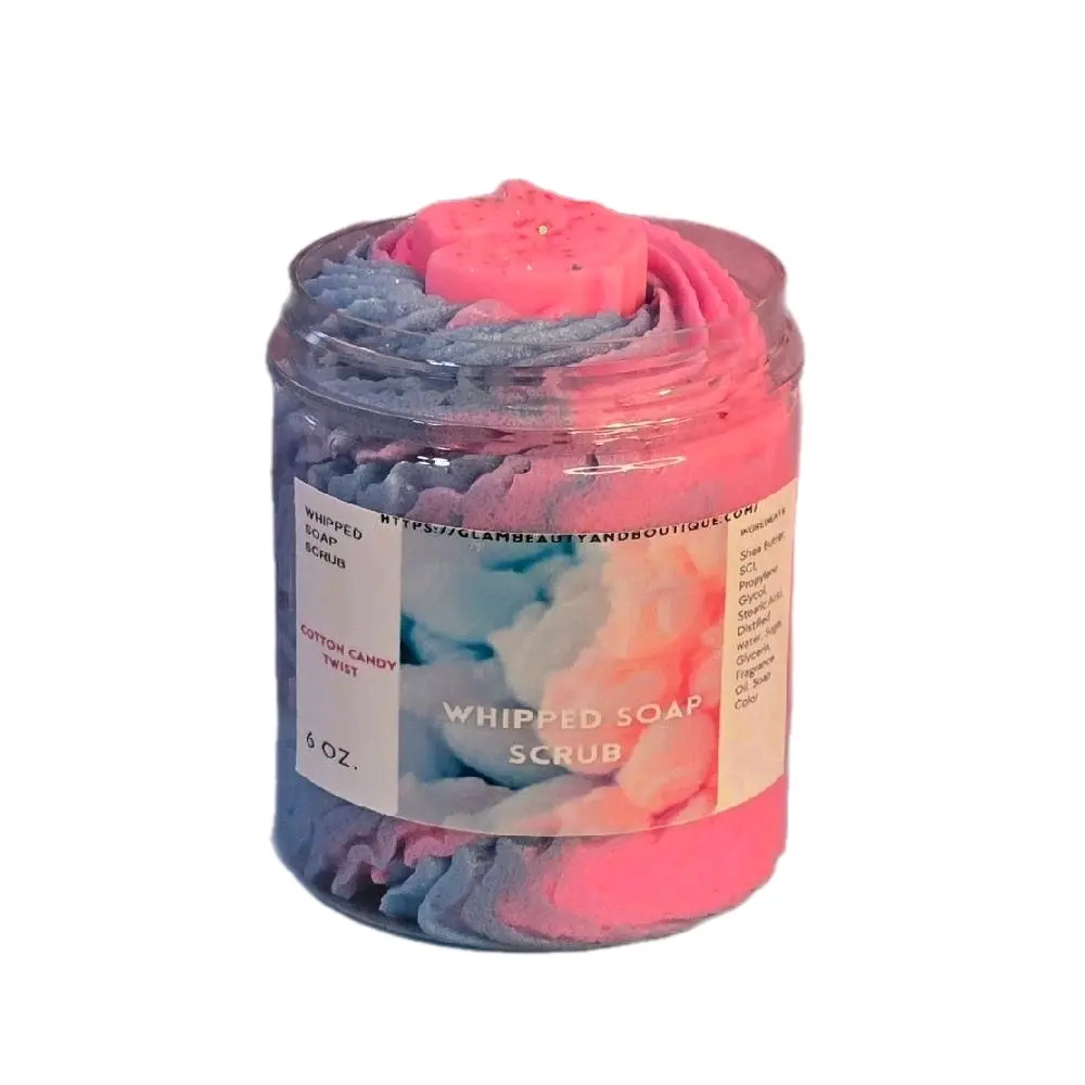 Cotton Candy Whipped Sugar Scrub - Smoothing Foaming Body Polish with Shea Butter, Gentle Nourishing Moisturizer for All Skin Types, Cleansing Exfoliant for Sensitive Skin, Scent, Daily