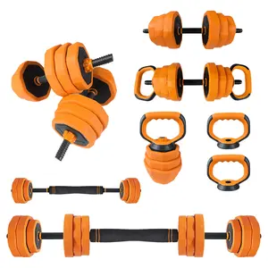 Adjustable Dumbbells 44 LB, 4 in 1 Free Weight Set, Convertible Barbell, Kettlebell & Push Up Stand, Home Gym Equipment for Men and Women, Space Saving Workout Weights