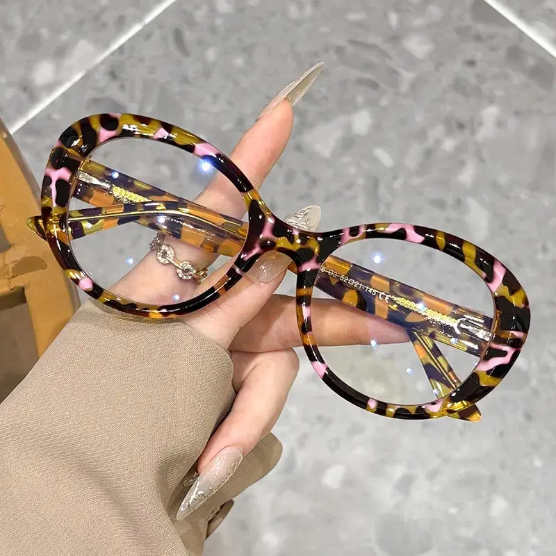 Vintage Aesthetic, Round Blue Light Blocking Glasses, Pink Tortoise Oversized Computer Glasses for Women Men, Retro Acetate Clear Lens Eyeglasses, Lightweight Fashion Nerd Aesthetic Optical Frames for Office Gaming Daily Wear campingessentials