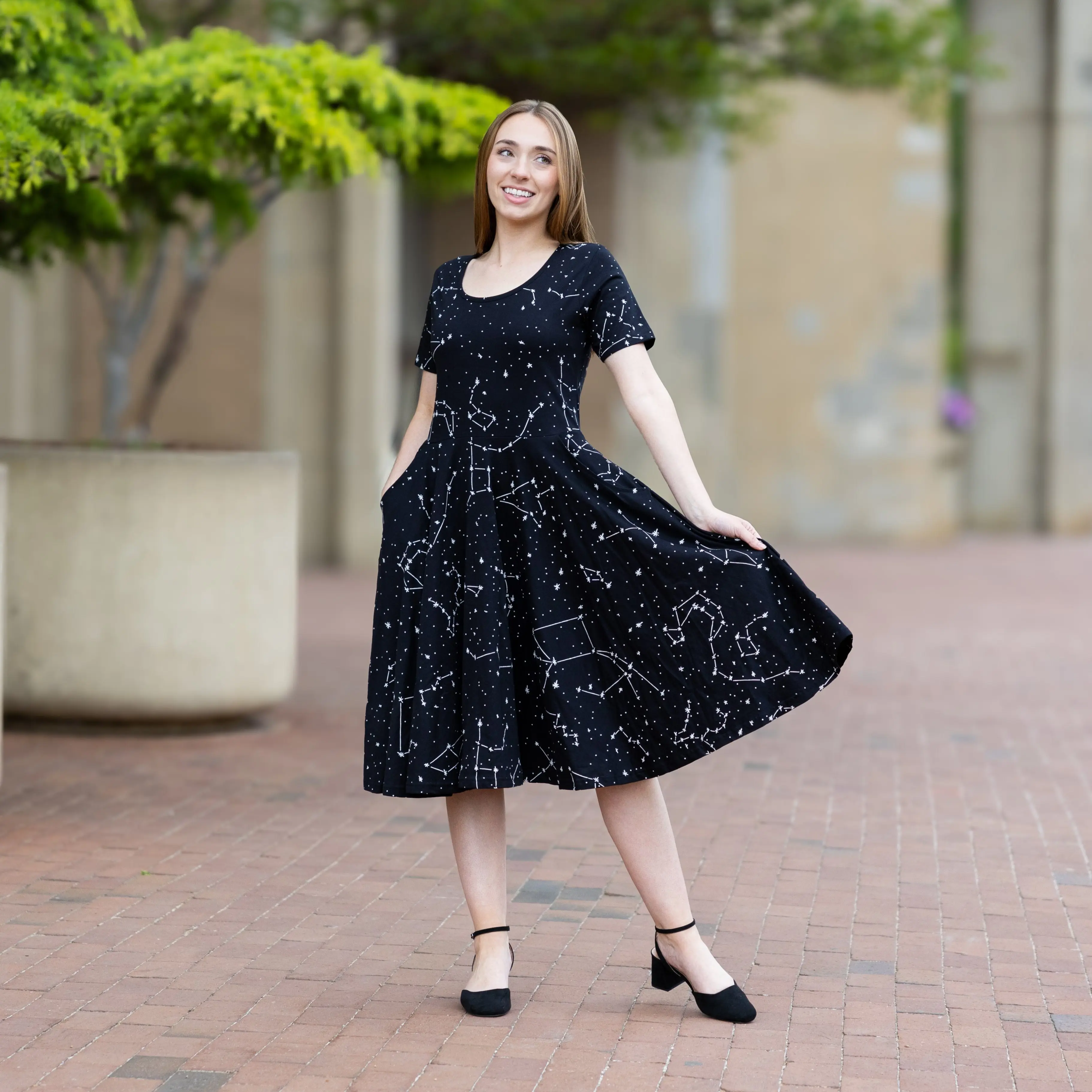 Constellations Glow-in-the-dark Twirl Dress with Pockets