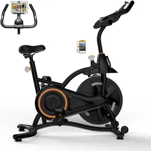 Exercise Bike, Stationary Bikes for Home with Grip Pulse Sensor and Stepless Resistance Adjustment, Compact Indoor Cycling Bike with Tablet Mount, Compatible with APP Sync