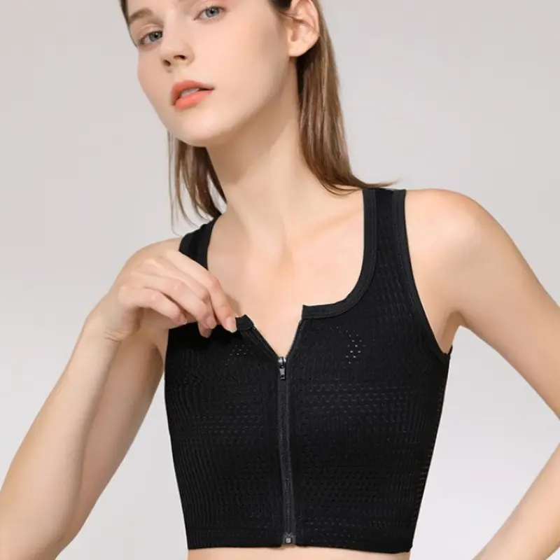 VibeFit 2026 New Mesh Chest Binder for Transgender FTM Front Zipper Binder Breathable and Strong Compression Tomboy Tank Top Womenswear