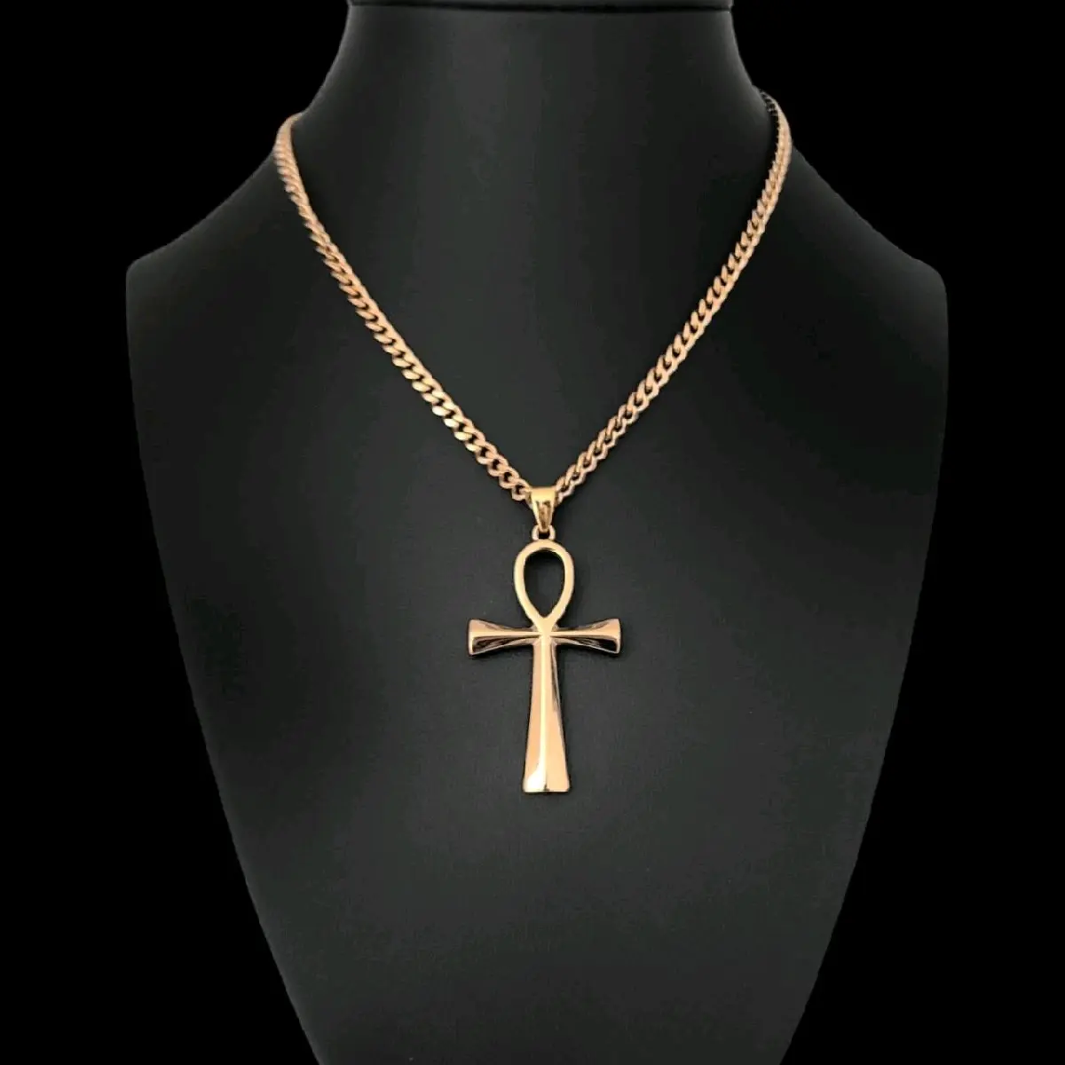 Gold Ankh Pendant Necklace - Stainless Steel
