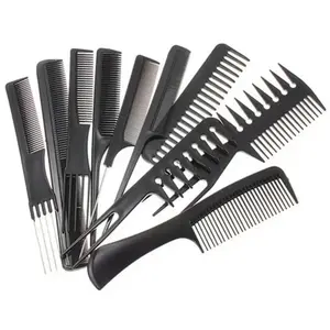 10Pcs Comb Set for Hair Styling, Hair Stylist Professional Styling Comb Set for Women Men (Black)