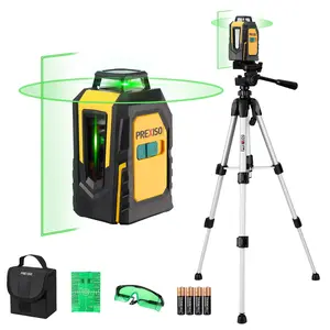 #Summervibes PREXISO 360° Laser Level with Tripod, 100Ft Self Leveling Cross Line Laser- Green Horizontal Line for Construction, Floor Tile, Renovation with Target Plate, Green Glasses, Carry Bag, 4 AA Batteries