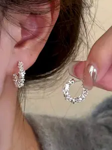 Elegant Irregular Silver Color Earrings Set, Dangle Minimalist Fashionable Delicate Design, Perfect for Special Occasions & Daily Wear