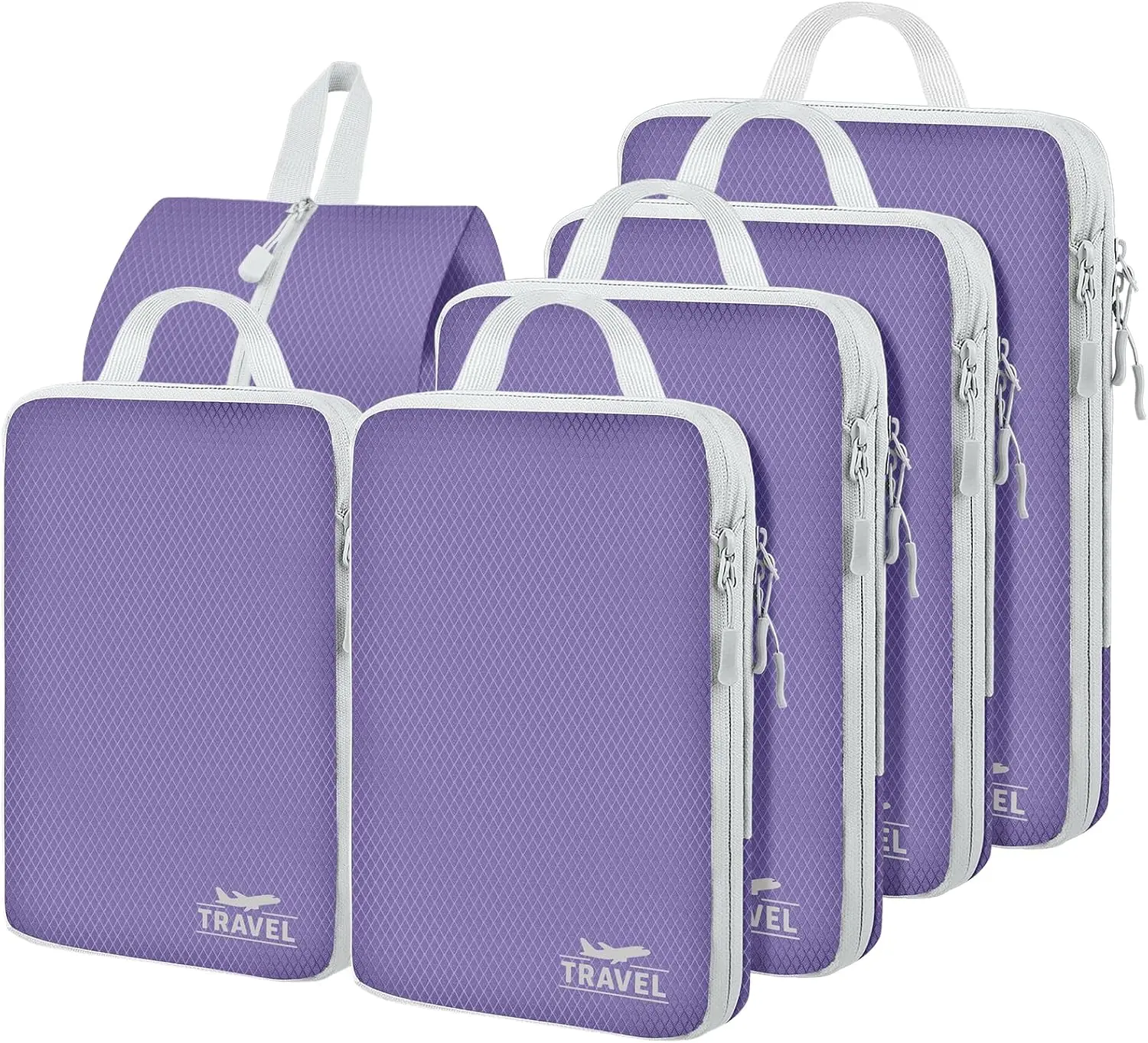 6 Set Compression Packing Cubes, Suitcase Organizer, Lightweight Travel Essentials, Compression Bags For Travel Accessories Luggage Storage Set (6Pcs, Purple)Gift.
