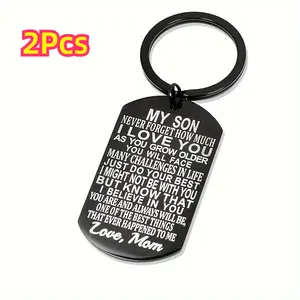 2pcs Stainless Steel My Son, Never Forget Engraved Keychain - Durable & Fashionable sentimental Gift for Teen Boys - A Heartfelt Reminder of Unconditional Love