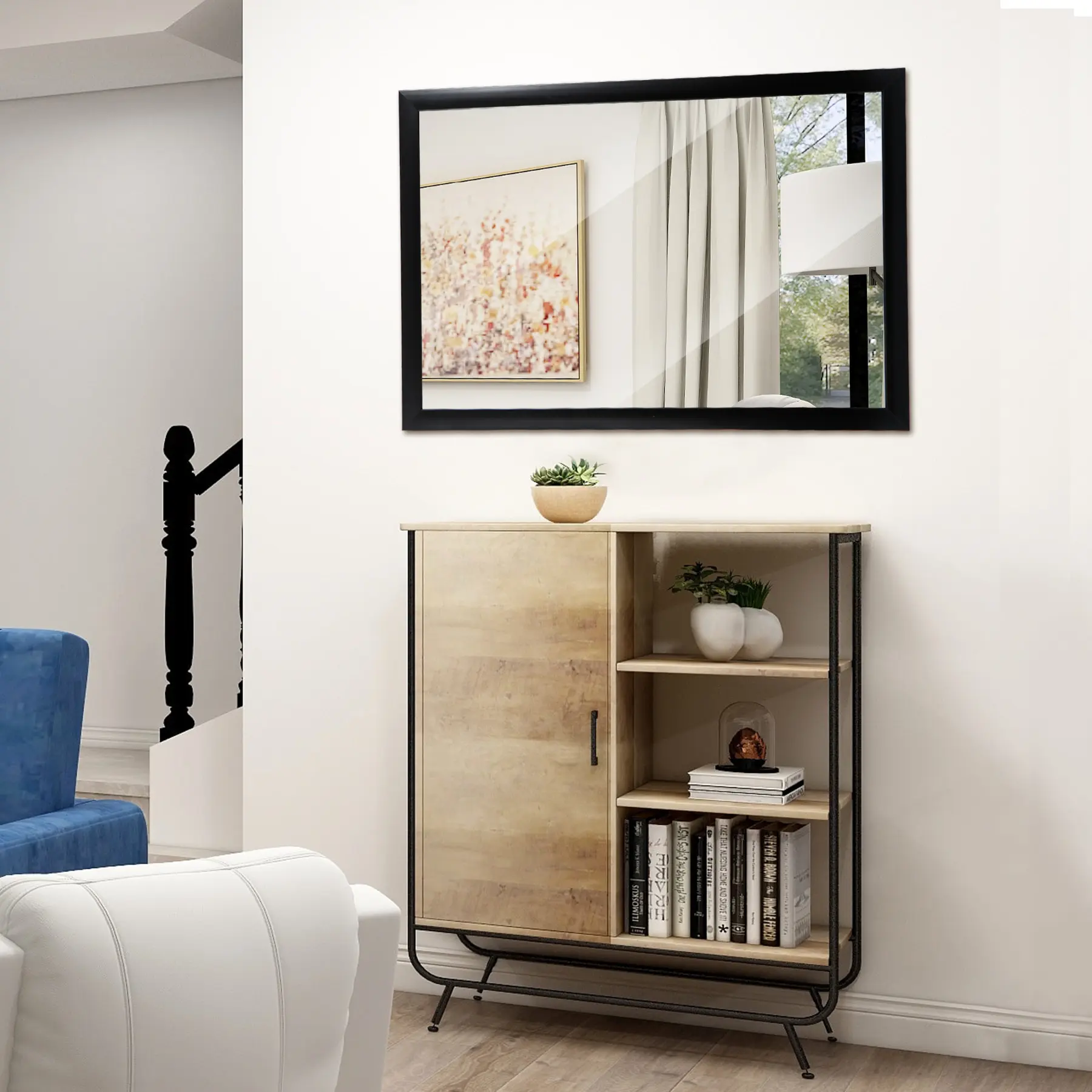 Segawe Vertical Wall Mirror, 24x36 in Generous Dimensions Black MDF Frame Wall-Mounted Rectangle Bathroom Mirror, Reflective Distortion-Free Glass Fixture, Durable, Lightweight, Easy Installation for Bathroom Use
