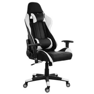 GameFitz  Gaming Chair, Black & White Trim