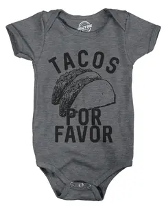 Creeper Tacos Por Favor Funny Shower Gift for Newborn Baby Shirt Toddler Funny Baby Onesies Cinco De Mayo Clothes for Baby Funny Food Onesie Novelty Onesie Dark Grey