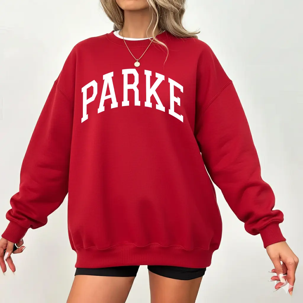 Parke Red Sweatshirt, Fall Sweatshirt, Parke Crewneck Sweater, Christmas Shirt - Fashion for All Tastes - Unisex Style Variety - Unisex Designs