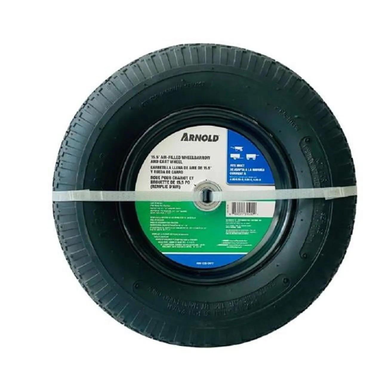 Arnold 7027336 High Load Steel Wheelbarrow Wheel - 15.5 in, 350 lbs Capacity, Stud Tread, Compatible with WB-438/WB-468
