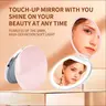 Magnifying Cosmetic Pocket Mirror, 1X/2X Magnification LED Compact Travel Makeup Mirror with Lights for Purse, 2-Sided, Portable, Folding, Handheld, Small Lighted Mirror for Gift