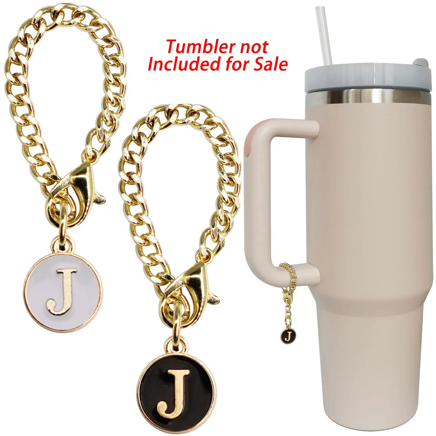 Tumbler Cup Accessories, Drinkware, 2 Pcs Cute Initial Versatile Durable Practical Alloy Letter Charms, ID Letter Pattern Mug Hanging Decor without Tumbler, Summer Gift Sets, Reusable
