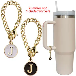 Tumbler Cup Accessories, Drinkware, 2 Pcs Cute Letter Charms, ID Letter Pattern Mug Hanging Decor without Tumbler, Summer Gift Sets, Reusable
