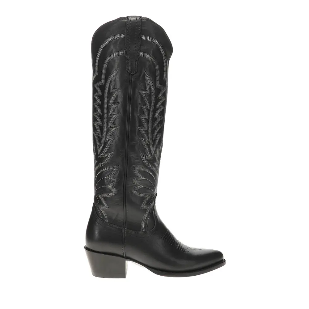 Tecovas Womens The Abby Round Toe  Casual Boots Knee High Low Heel 1-2" - Black