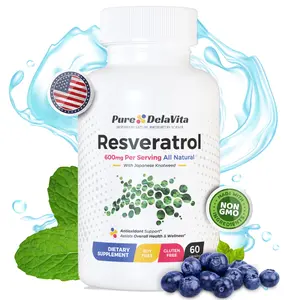 Resveratrol Supplement with Antioxidants, Heart & Immune Health 600mg per Serving, 60 Capsules, Japanese Knotweed, Gluten & Soy Free