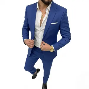 Men's 2-Piece Premium Slim Fit Business Suit Set, Modern Single-Breasted Wedding Groom and Best Man Formal Suit for Office and Parties (Jacket, Trousers)